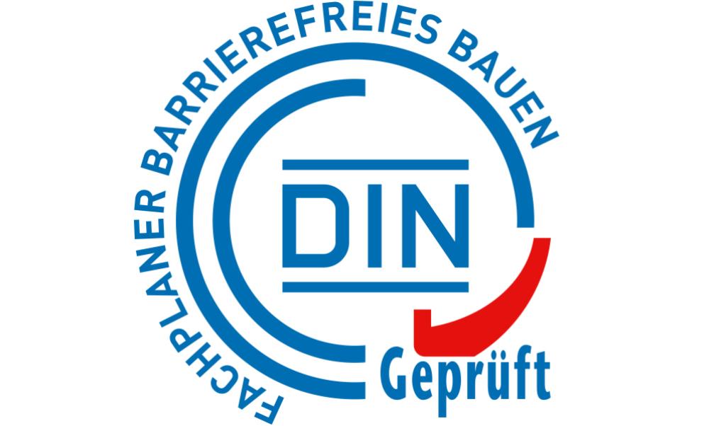 DIN CERTCO Zertifizierungszeichen: DIN-Geprüfter Fachplaner für barrierefreies Bauen, Register-Nr. PZ-FP-290